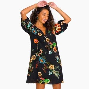 JOHNNY WAS 100% Silk Printed Floral Mini Dress Size M